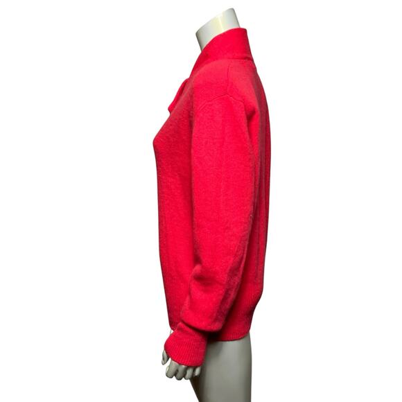 Christie & Jill Red Lambswool Angora Mock Neck Sweater with Button Detail Large - Picture 5 of 9